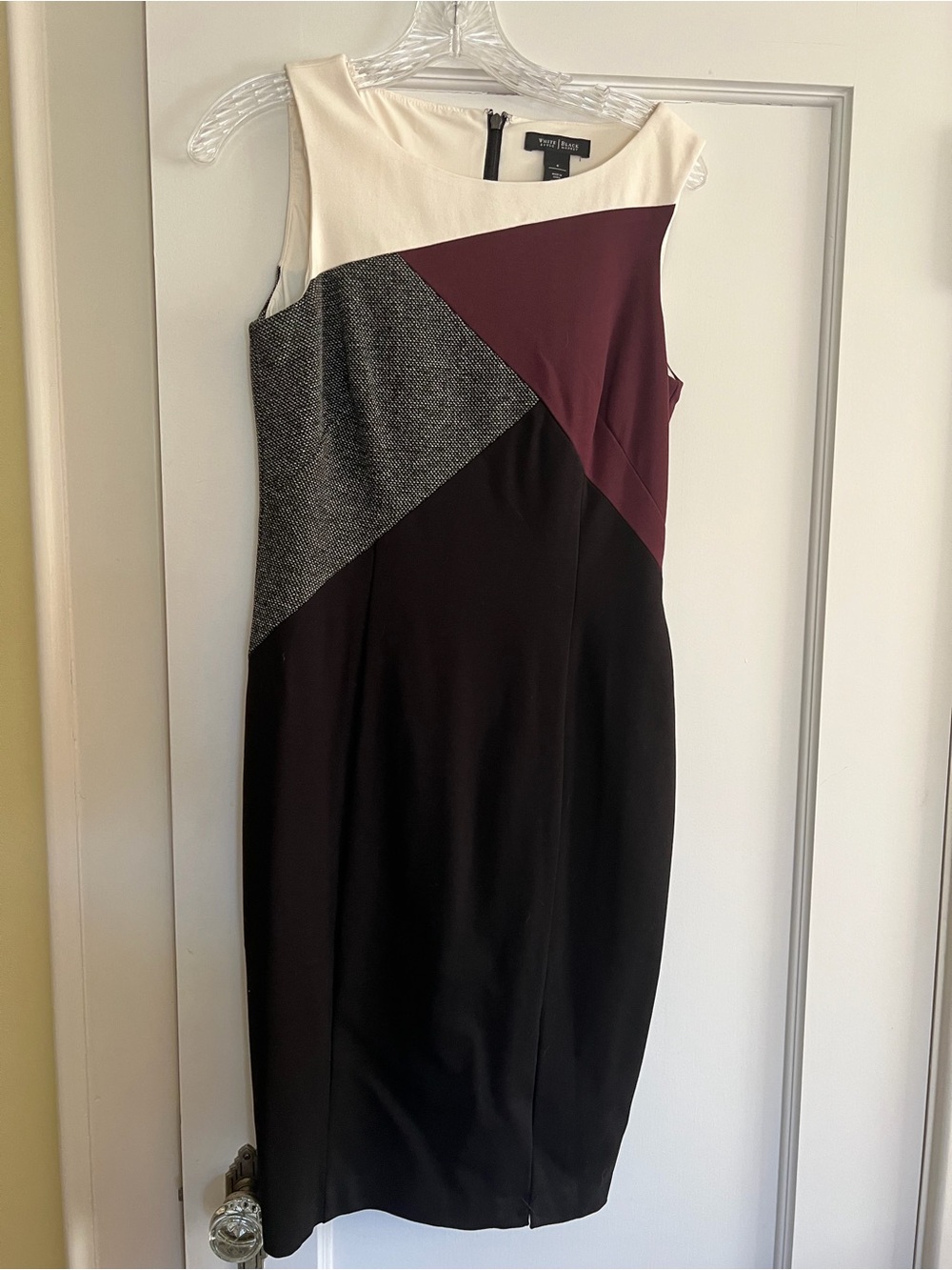 WHITE HOUSE BLACK MARKET asymetrical colorblock sheath dress -4-NWT!